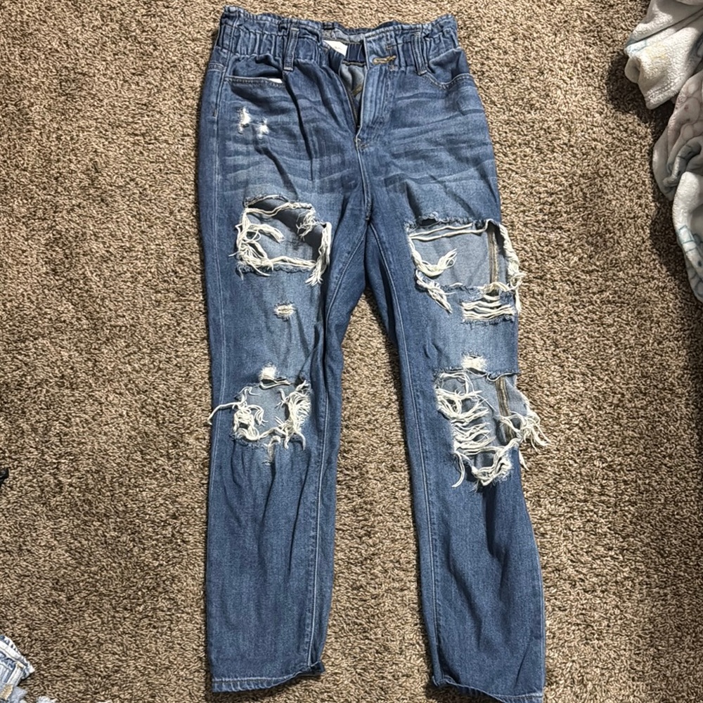 KanCan Blue Boyfriend Distressed Jeans